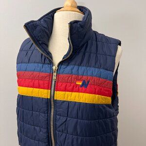 Aviator Nation 4 Stripe Navy Vest Sz L